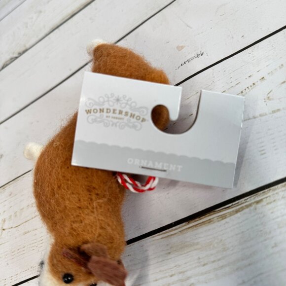 Felted Wool Corgi Dog Reindeer Antlers Christmas Tree Pet Ornament Wondershop - Picture 7 of 7